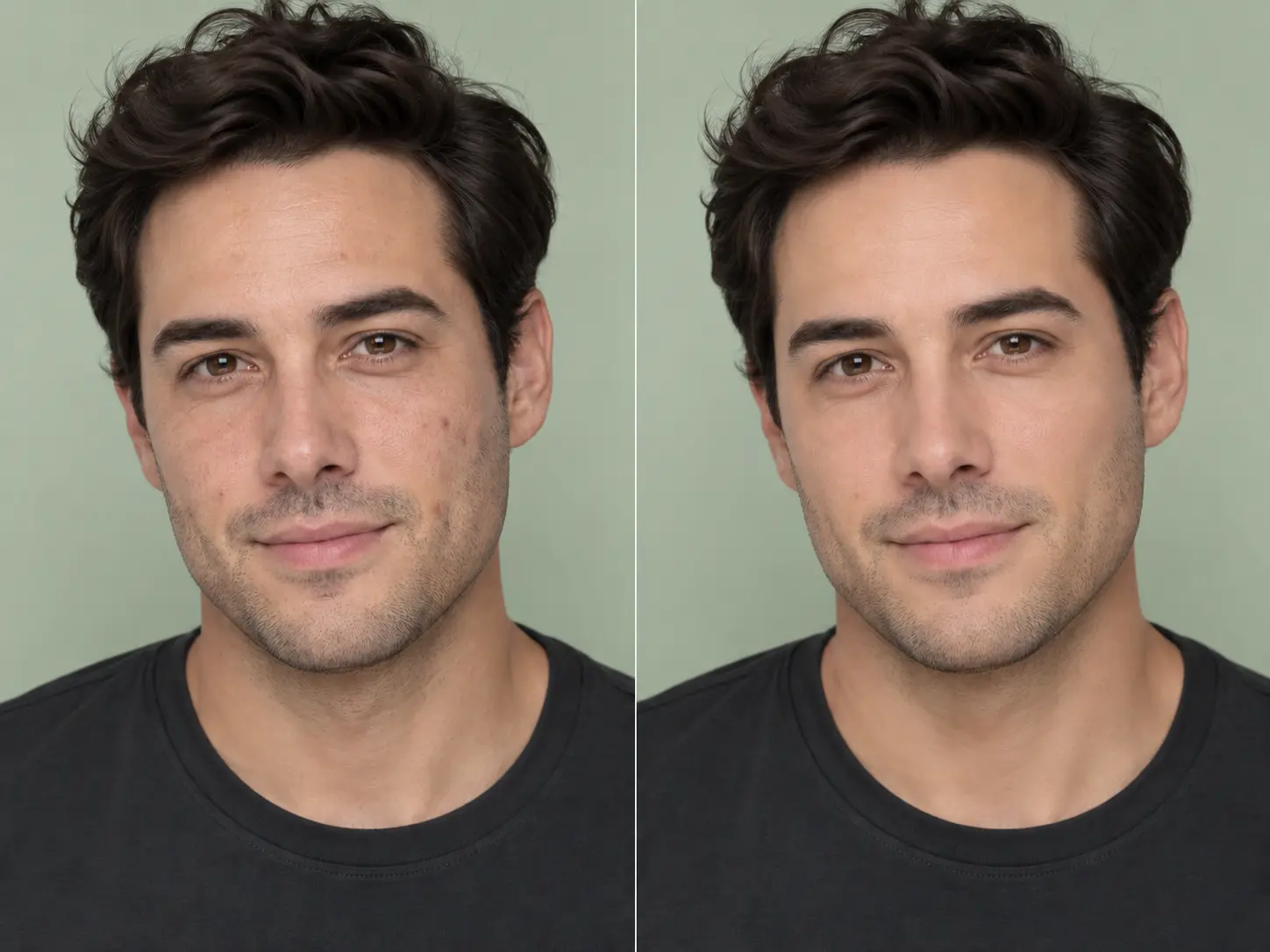 AI skin smoothing with natural texture before and after